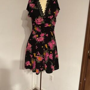 Floral Black and Pink Dress